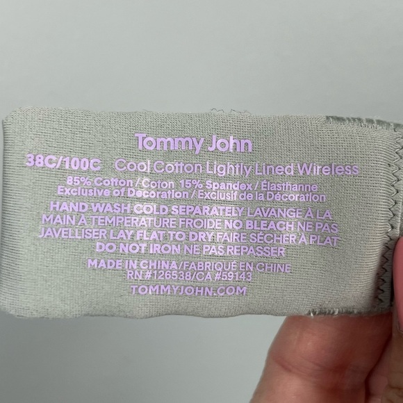 Tommy John Cool Comfort Lightly Lined heather gray convertible strap bra, 38C. - Picture 8 of 9